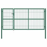 Gossi poarta de gard de gradina cu stalpi 350x140 cm, otel, verde