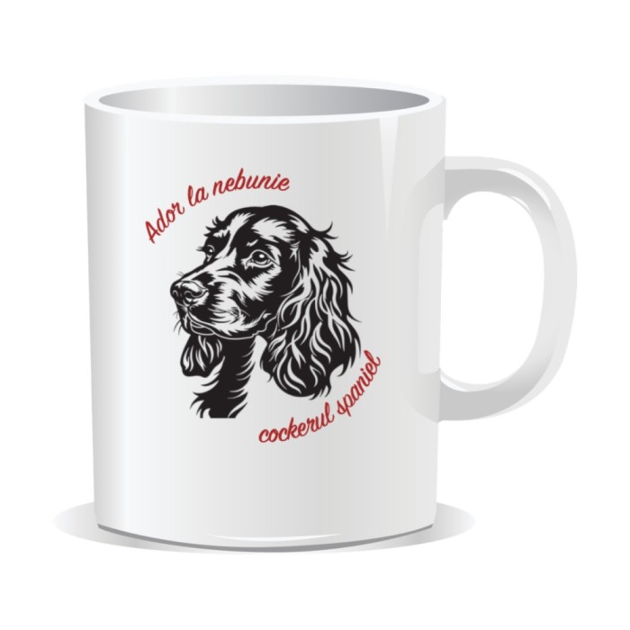 Cana personalizata cu mesaje pentru iubitorii de caini, Ador la nebunie cockerul spaniel