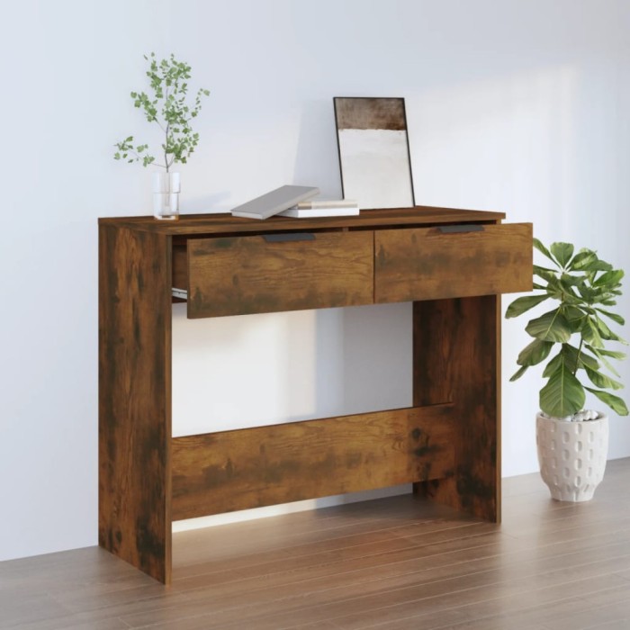 vidaXL Măsuță consolă, stejar fumuriu, 90x36x75 cm, lemn prelucrat 817072