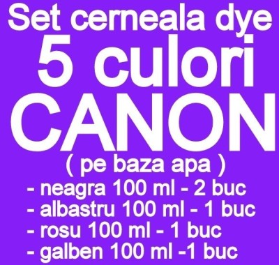 Pachet 5 culori Cerneala CANON DYE CISS PGI5 CLI8 PGI520 CLI-521 PGI525 CLI-526 foto