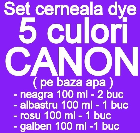 Pachet 5 culori Cerneala CANON DYE CISS PGI5 CLI8 PGI520 CLI-521 PGI525 CLI-526