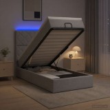 Cumpara ieftin Pat Ottoman cu Saltea si LED Gri deschis 80 x 200 cm Tesatura