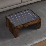 VidaXL Măsuță de cafea cu LED infinity, stejar fumuriu, 70x50x30 cm