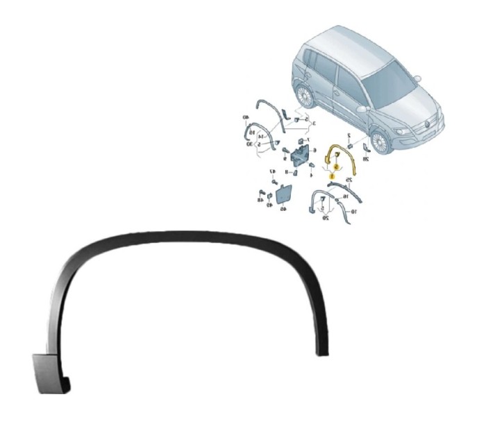 Bandou aripa, ornament fata VW TIGUAN (5N2), 04.2011-05.2016, model : Trend&amp;amp;Fun, partea dreapta, cu capse,