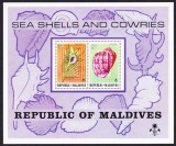 Maldives 1975 - Cochilii, fauna marina, bloc neuzat
