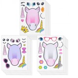 Cumpara ieftin Set 24 cartoane cu stickere decorative unicorn, multicolor