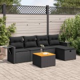 Cumpara ieftin Gossi set mobilier de gradina cu perne, 6 piese, negru, poliratan