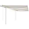 VidaXL Copertină automată cu senzor v&acirc;nt &amp; LED, crem, 4x3,5 m