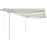 vidaXL Copertină automată cu senzor v&acirc;nt &amp; LED, crem, 4x3,5 m
