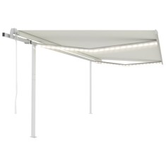 vidaXL Copertină automată cu senzor v&acirc;nt &amp; LED, crem, 4x3,5 m