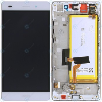 Huawei P8 Lite (ALE-L21) Capac frontal modul display + LCD + digitizer + baterie alb 02350KCD foto