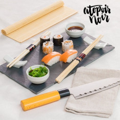 Set pentru Sushi cu Tava din Ardezie Atopoir Noir (9 Piese) foto
