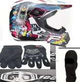 Set casca moto-atv-trotineta-enduro+Ochelari+Manusi+Cagula ,marimi disponibile S,M ,L si XL