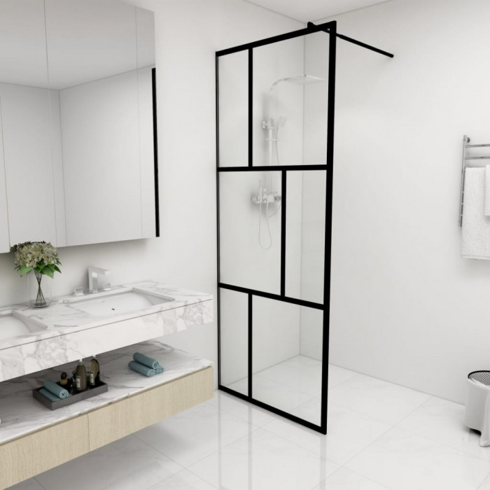 vidaXL Paravan de duș walk-in, negru, 80x195 cm, sticlă securizată
