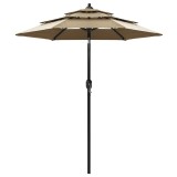 Cumpara ieftin Umbrelă de grădină 3 niveluri, st&acirc;lp aluminiu, gri taupe, 2 m