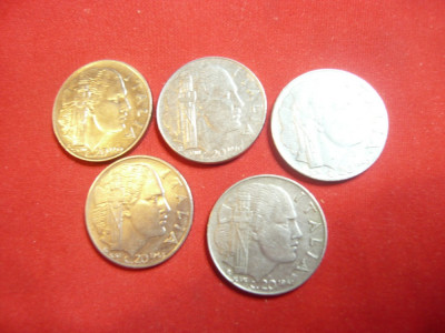 Set 5 Monede Italia 20 Cent 1939-1943 cal.f.buna si apr.NC otel, Victor Emanuel foto