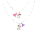 Set Coliere Roz și Lila, Pisică, 2 Bucăți, Ciucuri Decorativi, Oem