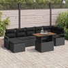 VidaXL Set de masă pentru grădină cu pernă 8 pcs Negru, Marron
