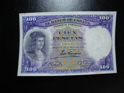 SPANIA 100 PESETAS 1931 foto