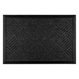 Covoraș Ușă, Model Dungi, Negru-Gri, 60x40 cm, Cauciuc și Mocheta, Oem