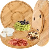 Platou rotativ din bambus pentru servire aperitive, 5 compartimente, Ruhhy