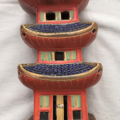 Veioza - portelan Japonia - coaja de ou - pictata manual - Pagoda