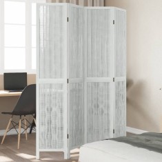 vidaXL Paravan cameră 4 panouri, alb, lemn masiv paulownia 358675
