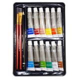 Set Acuarele Nassau Fine Art, 16 Buc, Cutie Metal, Multicolor, Pensule si Creion incluse, Hobby/Profesional