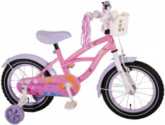 Bicicleta fete 14 inch Volare Bike Spring Time cu roti ajutatoare pompoane la ghidon si cosulet foto