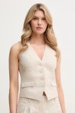 MICHAEL Michael Kors vestă de in culoarea bej, un singur rand de nasturi, MS5101CH6R