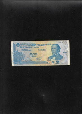 Rar! Argentina 2 pesos 2001 seria00663834 Provincia de Entre Rios foto