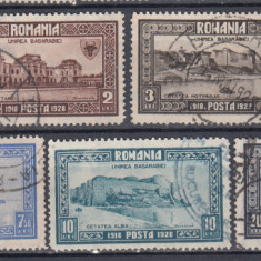 ROMANIA 1928 LP 78 - 10 ANI DE LA UNIREA BASARABIEI SERIE STAMPILATA