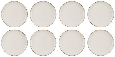 Set farfurii 8 piese, ceramice pentru fructe, Bej Nordic Style, diametru 19 cm foto