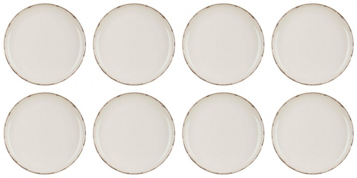 Set farfurii 8 piese, ceramice pentru fructe, Bej Nordic Style, diametru 19 cm