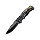 Cutit de supravietuire pliabil de buzunar Foxter, 16 cm, clema agatare, negru