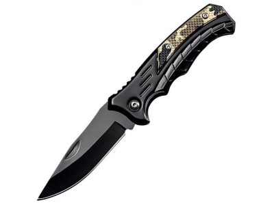 Cutit de supravietuire pliabil de buzunar Foxter, 16 cm, clema agatare, negru foto