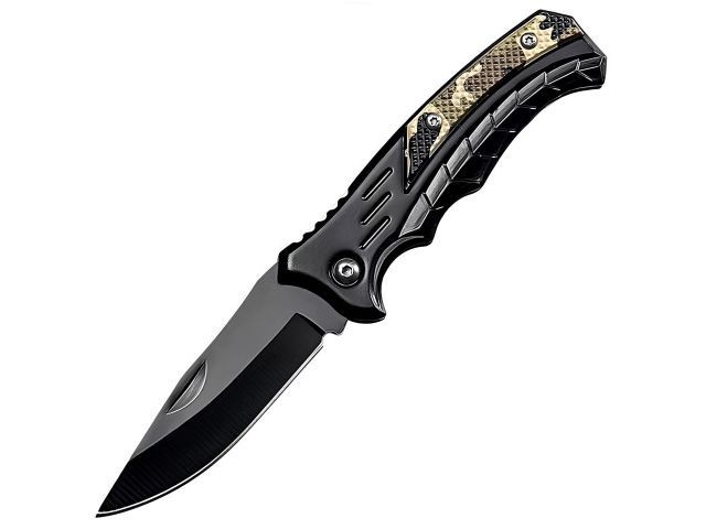 Cutit de supravietuire pliabil de buzunar Foxter, 16 cm, clema agatare, negru