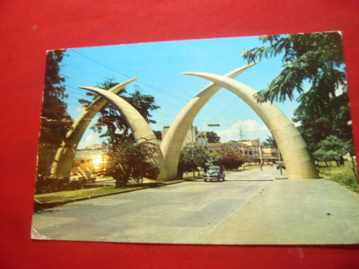 Ilustrata Est-Africa Mombasa francata cu 65C Kenia -Uganda-Tanganika ,Par Avion foto