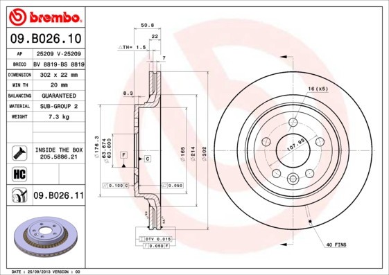 BREMBO 09.B026.11 PRIME LINE - UV Coated Disc frana