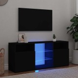 Comodă TV cu lumini LED, negru, 120x30x50 cm