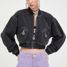 Moschino Jeans geaca bomber femei, culoarea gri, de tranzitie