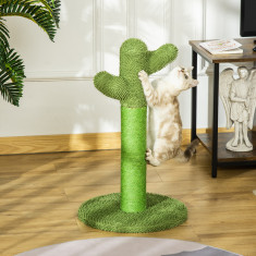 PawHut Arbore de Zgariat pentru Pisici Adulte si Pisicute in Forma de Cactus cu Coarda de Sisal, 40x40x65cm, Verde