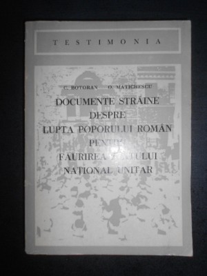 Documente straine despre lupta poporului roman pentru faurirea statului national foto