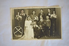 fotografie nunta militar decorat mire Romania anii 20-30 sabie de parada