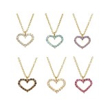 Cumpara ieftin Colier Argint 925 Placat cu Aur , Inima Outline cu Cristale Multicolore