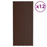 VidaXL Panouri pentru acoperiș 12 buc. maro 100x45 cm oțel galvanizat