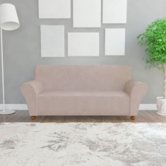 vidaXL Husa elastica pentru canapea, poliester jerseu, bej foto