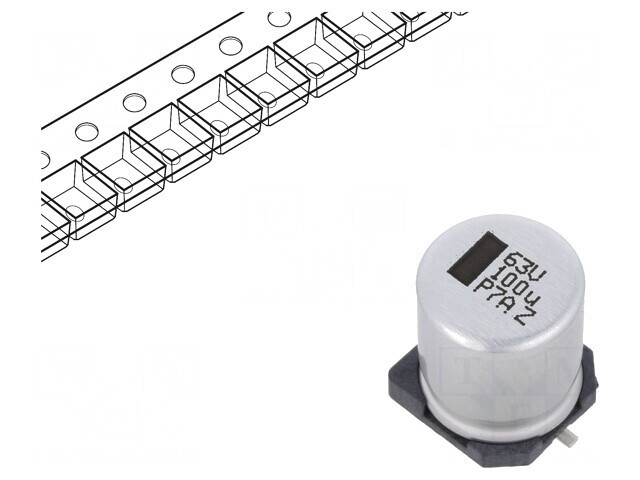 Condensator Electrolitic SMD 100uF 63V 10x10x12mm