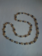 Colier lung faux perles in 3 nuante, stil vintage foto