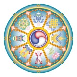 Cumpara ieftin Abtibild sticker cu cele 8 simboluri tibetane v1 &amp;#8211; mare